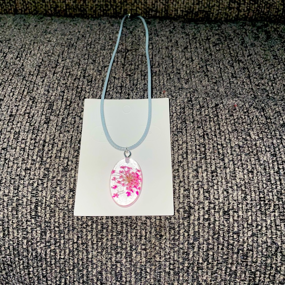 Pink baby’s breath necklace